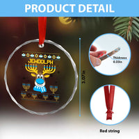Funny Hanukkah Crystal Glass Ornament Jewdolph Jewish Reindeer Menorah TS09