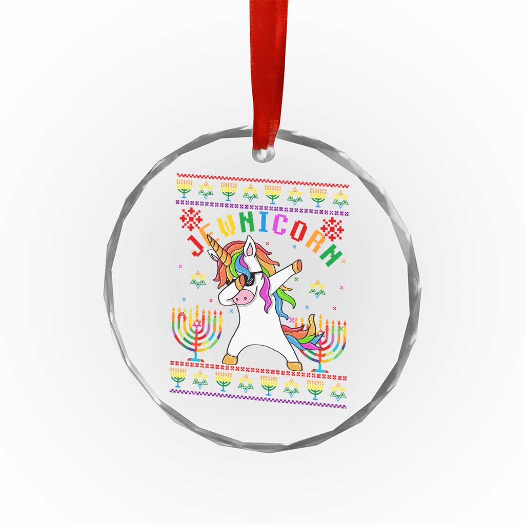 Funny Hanukkah Crystal Glass Ornament Jewnicorn Jewish Unicorn Rainbow TS09