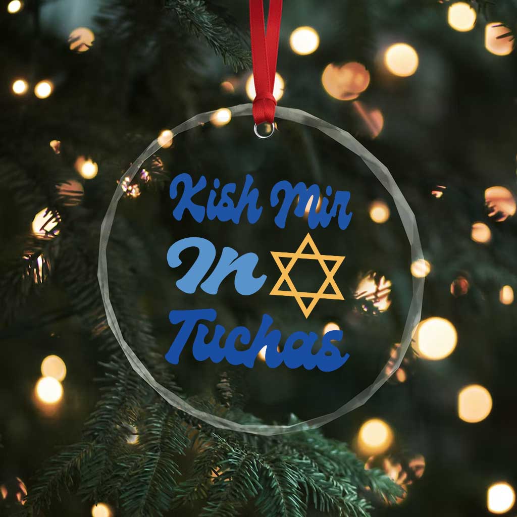 Funny Hanukkah Crystal Glass Ornament Kish Mir In Tuchas Jewish Yiddish Ashkenazi TS09