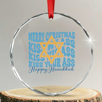 Funny Hanukkah Crystal Glass Ornament Kiss My Ass Kiss His Ass Kiss Your Ass TS09