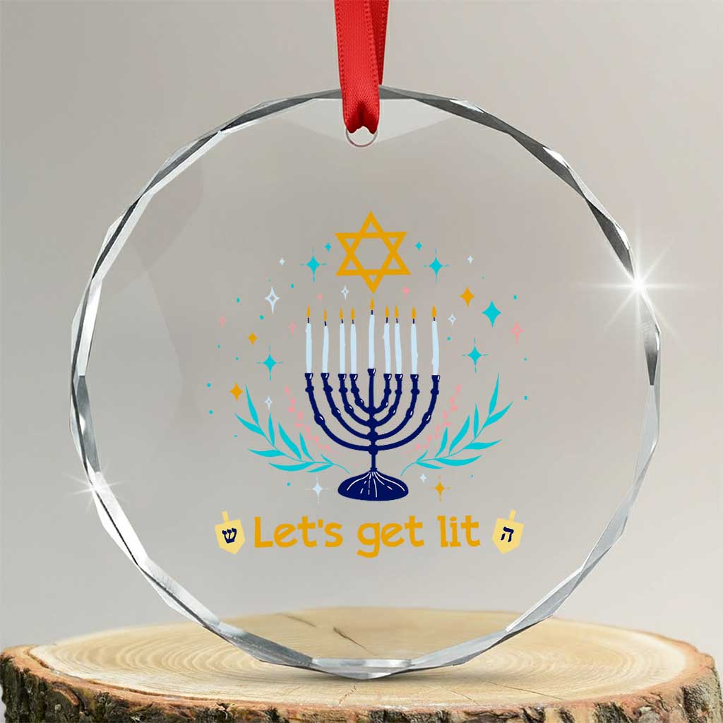 Funny Hanukkah Crystal Glass Ornament Lets Get Lit Jewish Holiday Gift - Wonder Print Shop