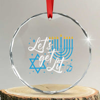 Funny Hanukkah Crystal Glass Ornament Let's Get Lit Menorah David Star TS11