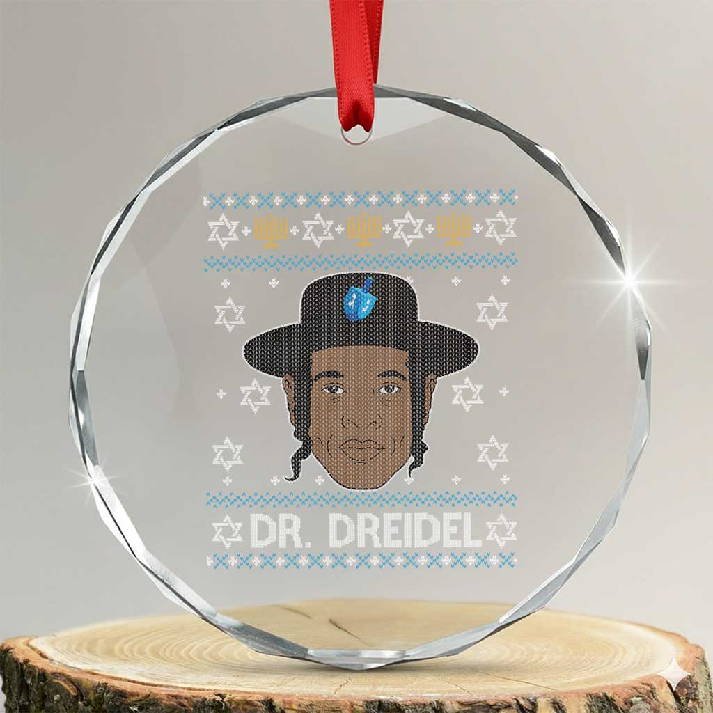 Funny Hanukkah Dreidel Crystal Glass Ornament Dr Dreidel Chanukah Rapper DJ - Wonder Print Shop