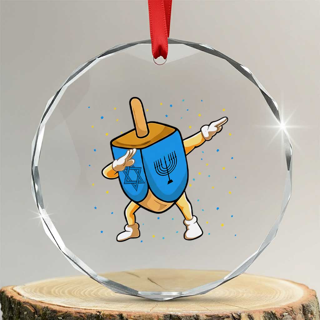Funny Hanukkah Dreidel Dabbing Holiday Gift Crystal Glass Ornament - Wonder Print Shop