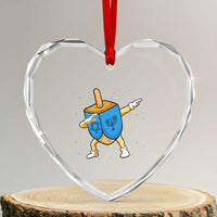 Funny Hanukkah Dreidel Dabbing Holiday Gift Heart Crystal Glass Ornament - Wonder Print Shop
