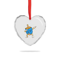 Funny Hanukkah Dreidel Dabbing Holiday Gift Heart Crystal Glass Ornament - Wonder Print Shop