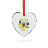 Funny Hanukkah Dreidel Heart Crystal Glass Ornament This Is How I Roll Gift - Wonder Print Shop