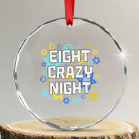 Funny Hanukkah Eight Crazy Night Crystal Glass Ornament Jewish Hebrew Chanukah David Stars - Wonder Print Shop