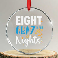 Funny Hanukkah Eight Crazy Nights Crystal Glass Ornament Menorah David Stars TS11