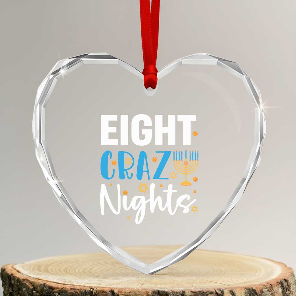 Funny Hanukkah Eight Crazy Nights Heart Crystal Glass Ornament Menorah David Stars - Wonder Print Shop