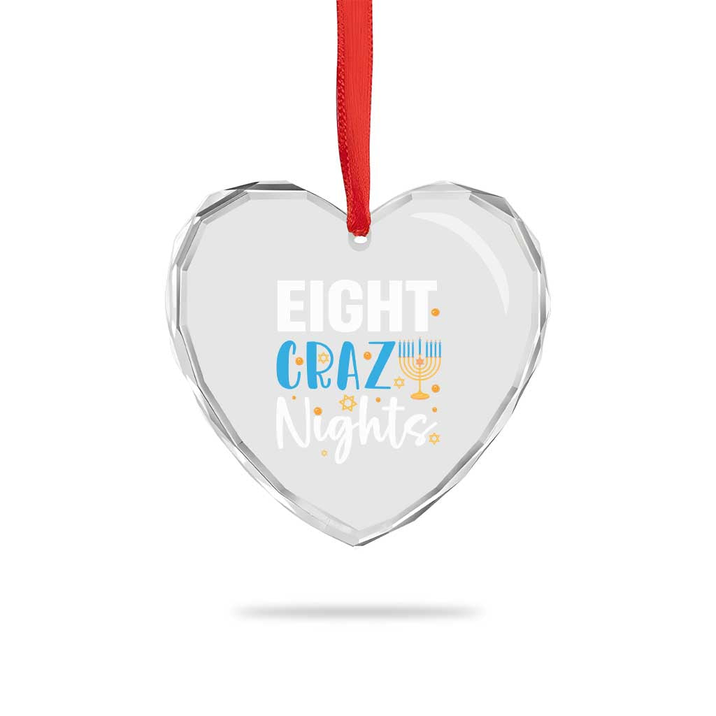 Funny Hanukkah Eight Crazy Nights Heart Crystal Glass Ornament Menorah David Stars - Wonder Print Shop