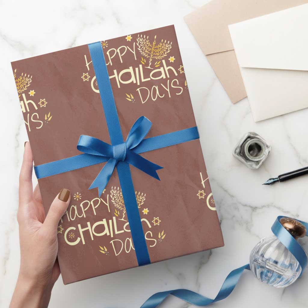 Funny Hanukkah Festival Of Lights Wrapping Paper Roll Happy Challah Days - Wonder Print Shop