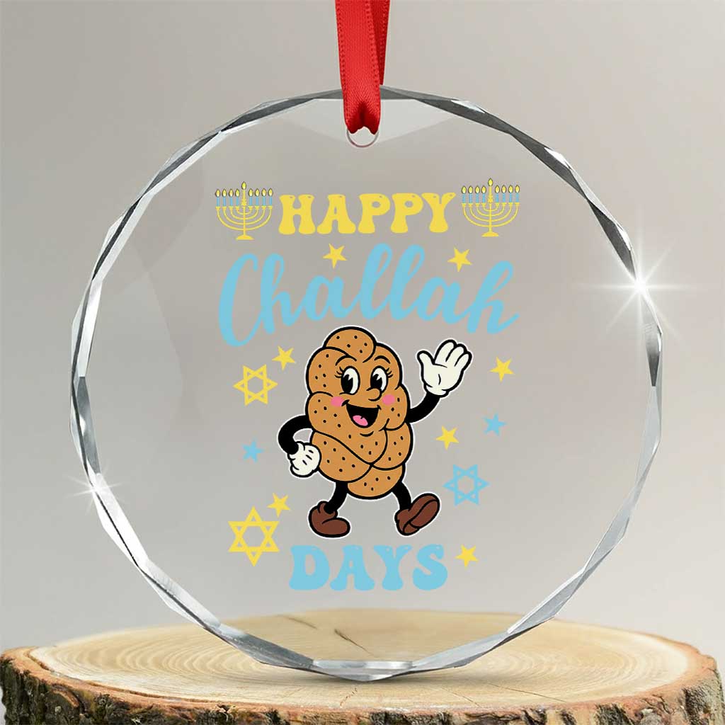 Funny Hanukkah Food Lover Gift Crystal Glass Ornament Happy Challah Days - Wonder Print Shop