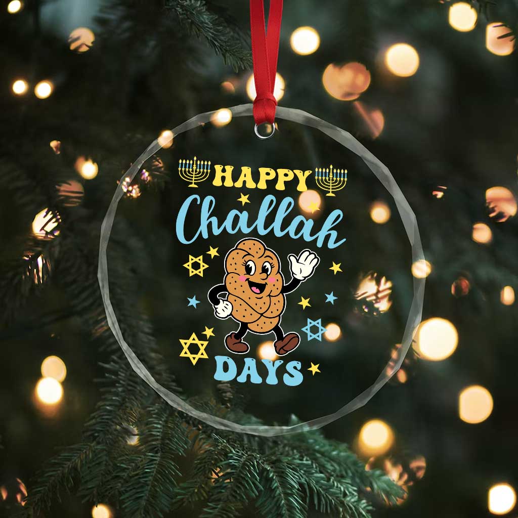 Funny Hanukkah Food Lover Gift Crystal Glass Ornament Happy Challah Days - Wonder Print Shop