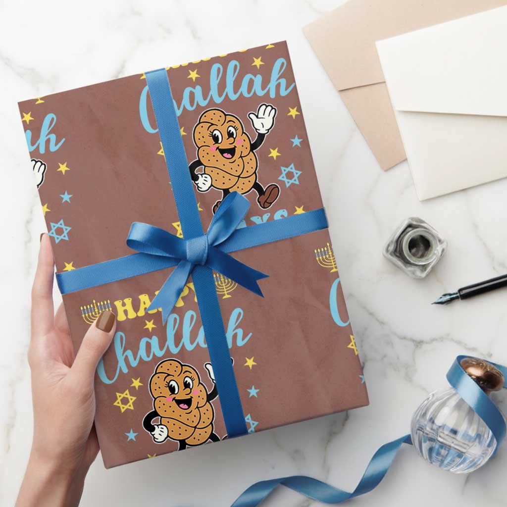 Funny Hanukkah Food Lover Gift Wrapping Paper Roll Happy Challah Days - Wonder Print Shop