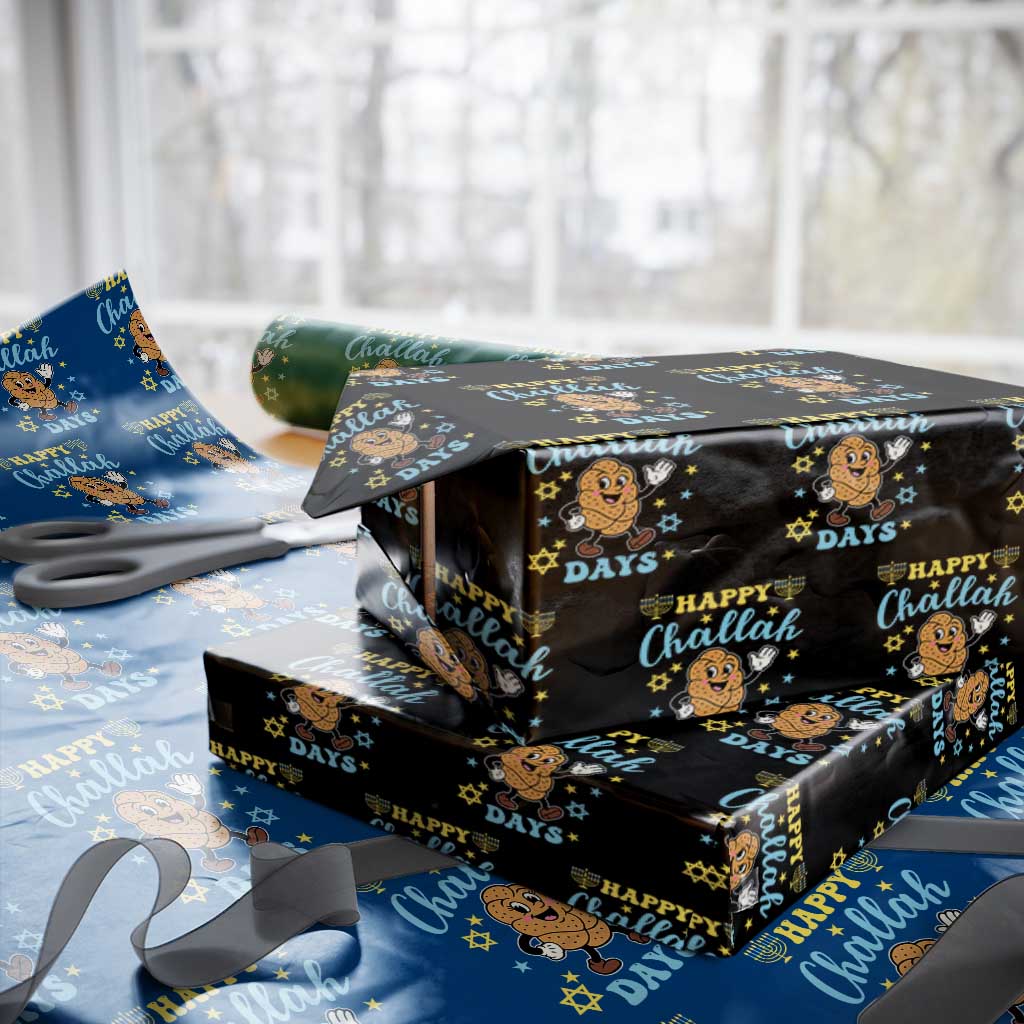 Funny Hanukkah Food Lover Gift Wrapping Paper Roll Happy Challah Days - Wonder Print Shop