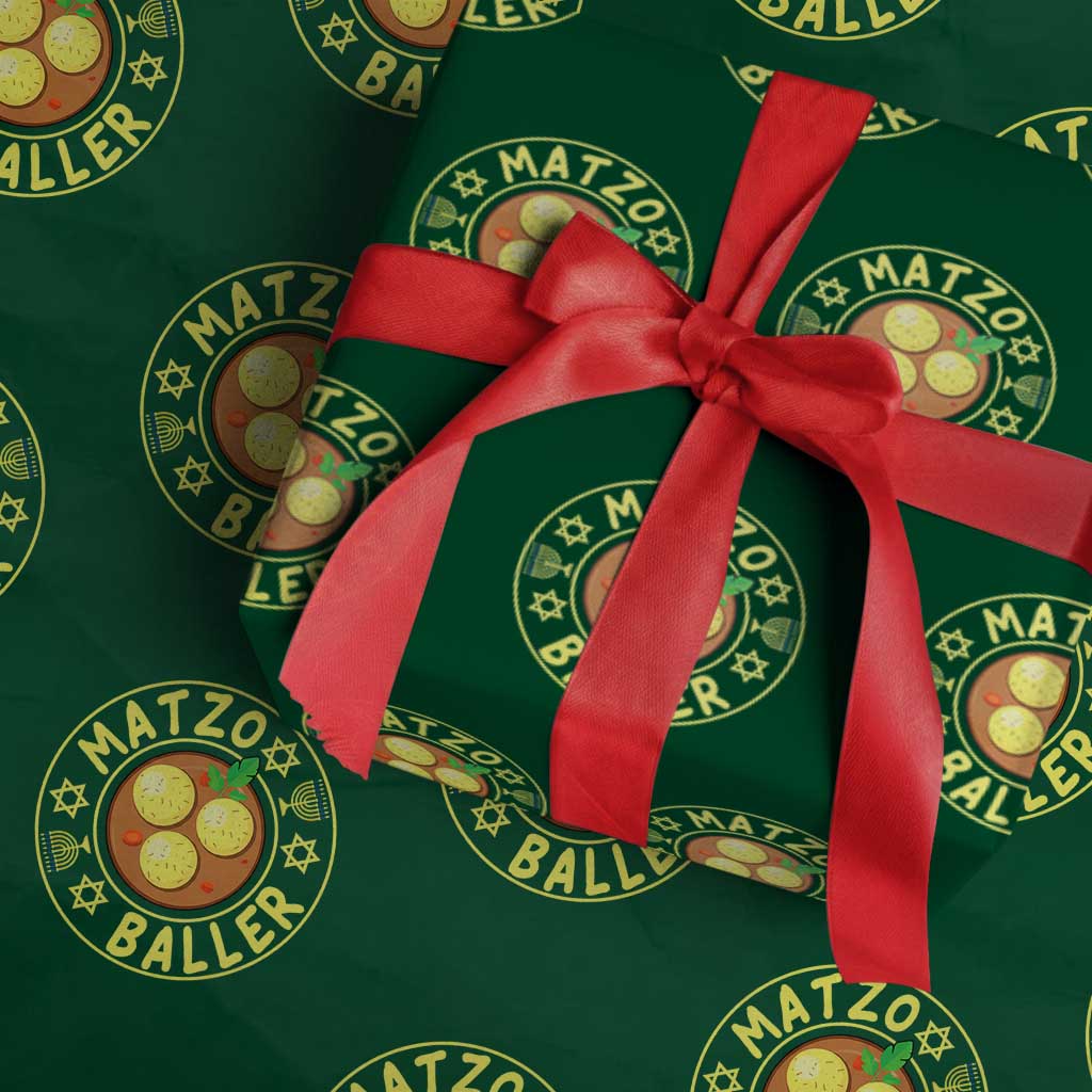 Funny Hanukkah Food Lover Gift Wrapping Paper Roll Matzo Baller - Wonder Print Shop