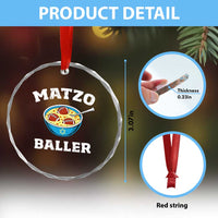 Funny Hanukkah Football Crystal Glass Ornament Matzo Baller Matzah Ball Jewish Chanukah Sports Lover - Wonder Print Shop