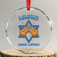 Funny Hanukkah Gift Crystal Glass Ornament If Life Gives You Potatoes Make Latkes - Wonder Print Shop