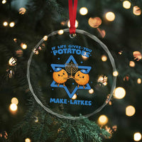Funny Hanukkah Gift Crystal Glass Ornament If Life Gives You Potatoes Make Latkes - Wonder Print Shop