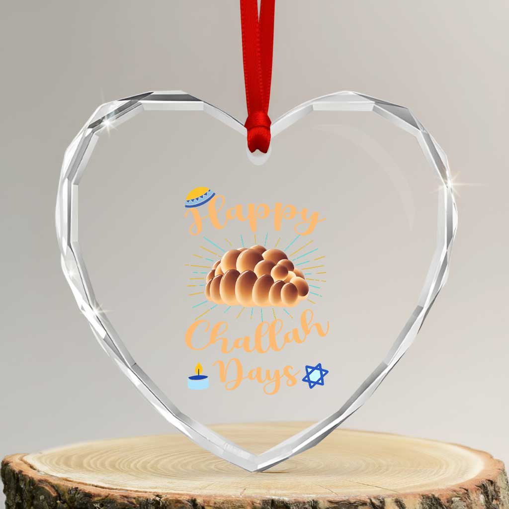 Funny Hanukkah Happy Challah Days Heart Crystal Glass Ornament Jewish Gift - Wonder Print Shop