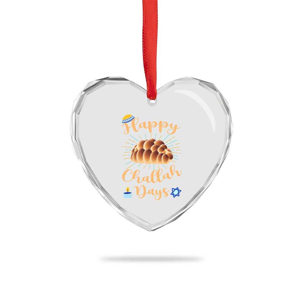 Funny Hanukkah Happy Challah Days Heart Crystal Glass Ornament Jewish Gift - Wonder Print Shop