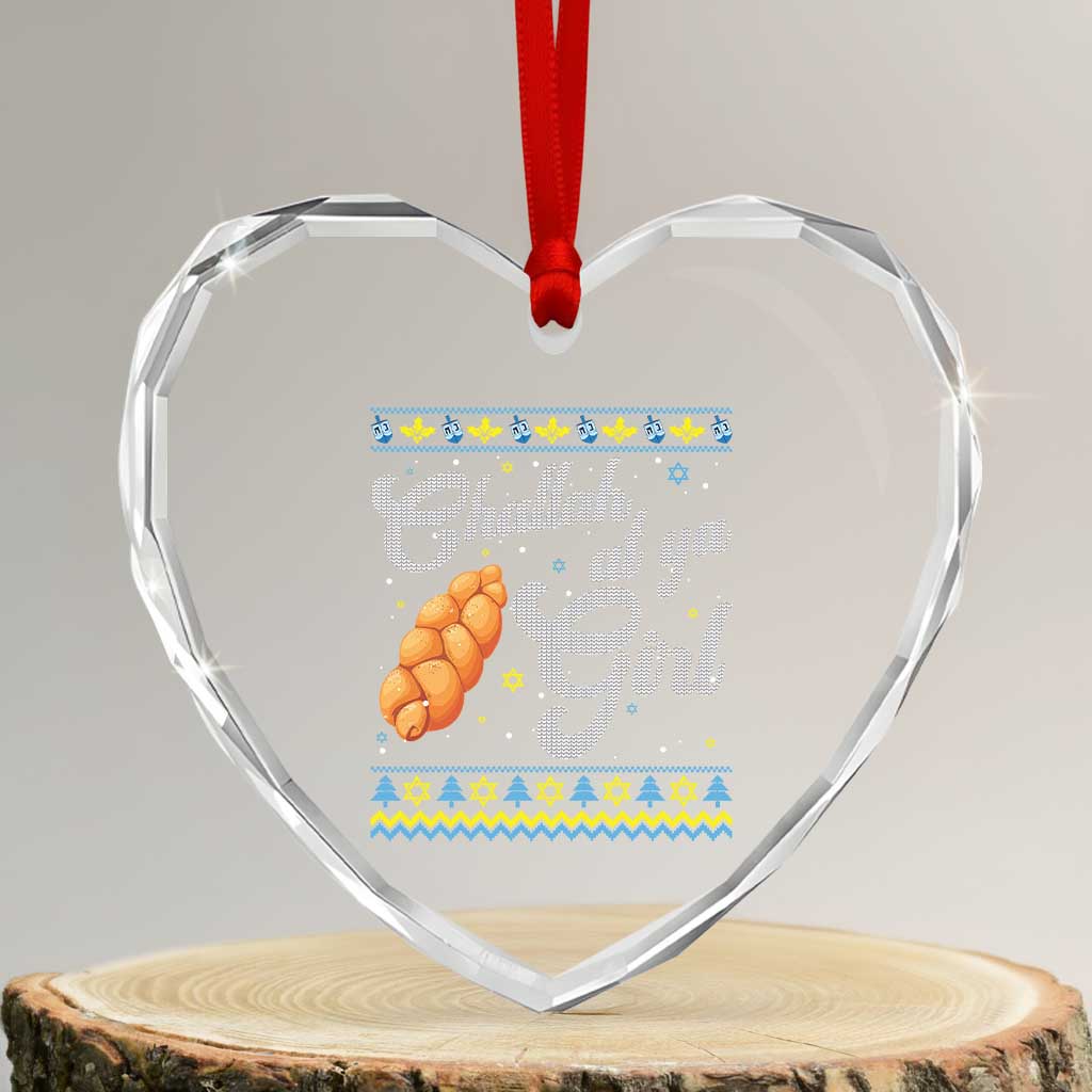 Funny Hanukkah Heart Crystal Glass Ornament Challah At Ya Girl - Wonder Print Shop
