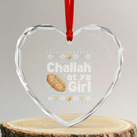 Funny Hanukkah Heart Crystal Glass Ornament Challah At Ya Girl Jewish Holiday - Wonder Print Shop