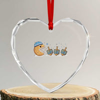 Funny Hanukkah Heart Crystal Glass Ornament Donut Chasing Flames Jewish - Wonder Print Shop