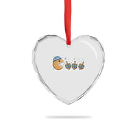 Funny Hanukkah Heart Crystal Glass Ornament Donut Chasing Flames Jewish - Wonder Print Shop