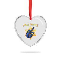 Funny Hanukkah Heart Crystal Glass Ornament Feliz Januca Jewish Sephardic Ladino - Wonder Print Shop