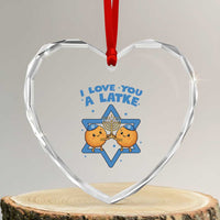 Funny Hanukkah Heart Crystal Glass Ornament I Love You A Latke Gift - Wonder Print Shop