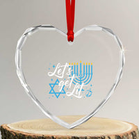 Funny Hanukkah Heart Crystal Glass Ornament Let's Get Lit Menorah David Star - Wonder Print Shop