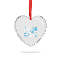 Funny Hanukkah Heart Crystal Glass Ornament Let's Get Lit Menorah David Star - Wonder Print Shop