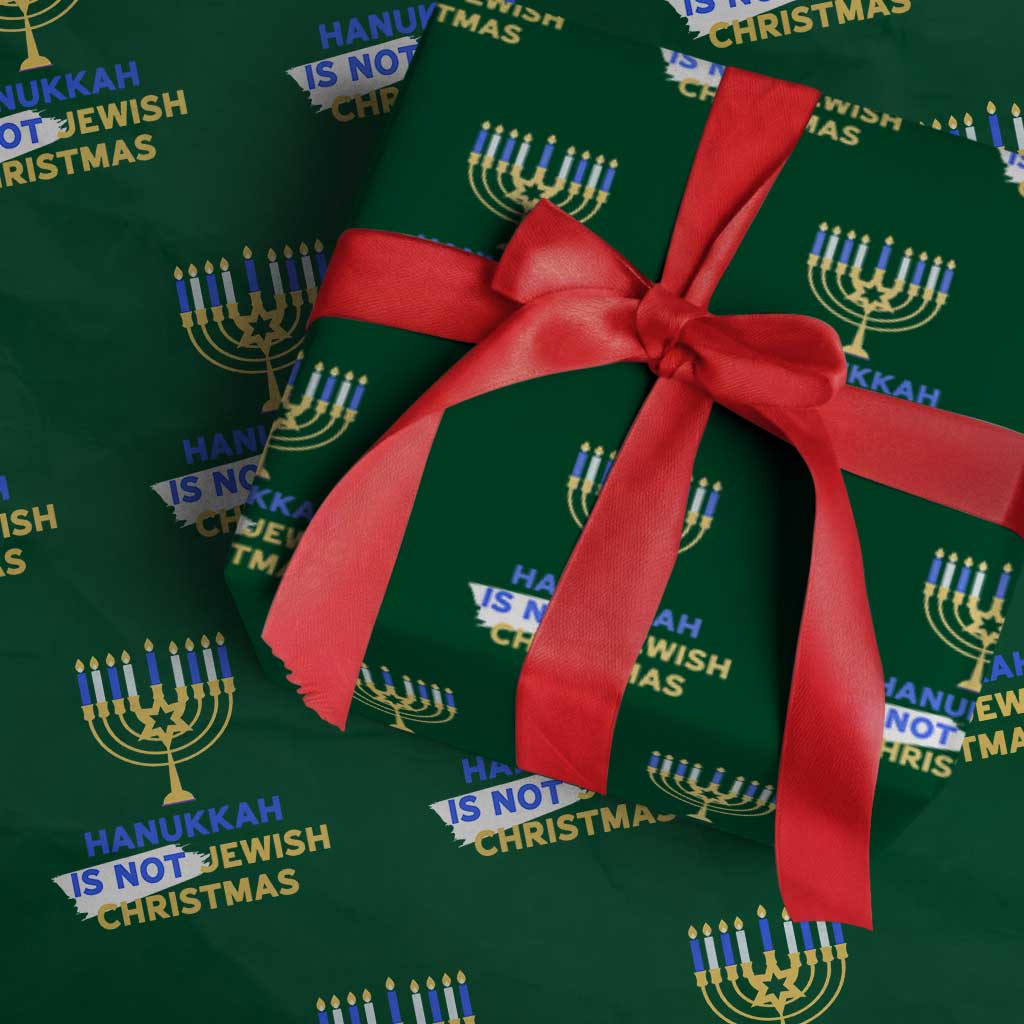 Funny Hanukkah Is Not Jewish Christmas Wrapping Paper Roll Chanukah Menorah - Wonder Print Shop