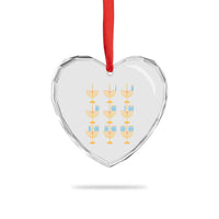 Funny Hanukkah Menorah Chanukah Jewish Holiday Heart Crystal Glass Ornament - Wonder Print Shop