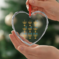 Funny Hanukkah Menorah Chanukah Jewish Holiday Heart Crystal Glass Ornament - Wonder Print Shop