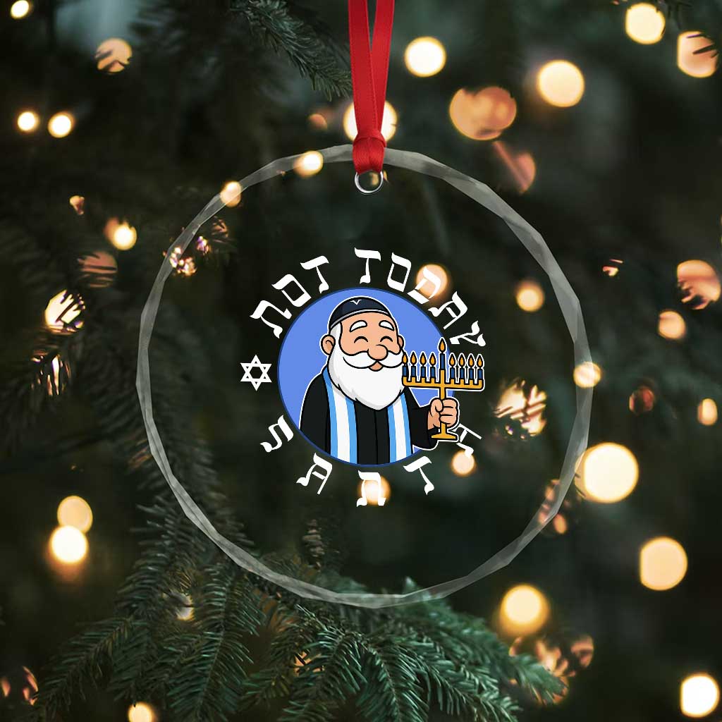 Funny Hanukkah Not Today Santa Crystal Glass Ornament Jewish Chanukah Chrismukkah - Wonder Print Shop