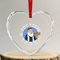 Funny Hanukkah Not Today Santa Heart Crystal Glass Ornament Jewish Chanukah Chrismukkah - Wonder Print Shop