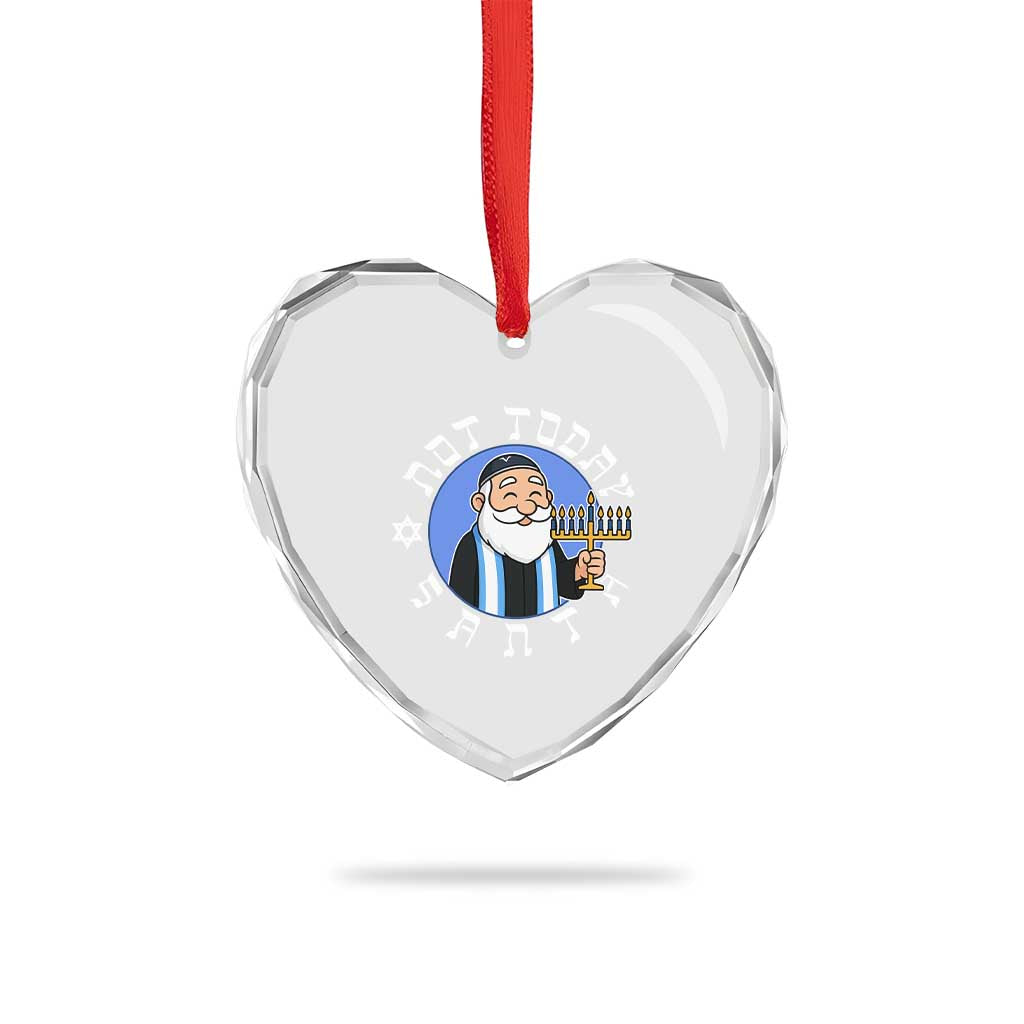 Funny Hanukkah Not Today Santa Heart Crystal Glass Ornament Jewish Chanukah Chrismukkah - Wonder Print Shop