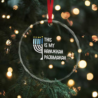 Funny Hanukkah Pajama Crystal Glass Ornament This is My Pajamakah Gift Chanukah - Wonder Print Shop