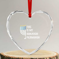 Funny Hanukkah Pajama Heart Crystal Glass Ornament This is My Pajamakah Gift Chanukah - Wonder Print Shop