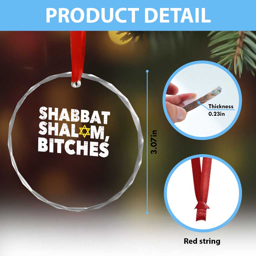 Funny Hanukkah Shabbat Shalom Bitches Crystal Glass Ornament Star Of David - Wonder Print Shop