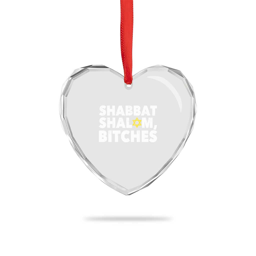 Funny Hanukkah Shabbat Shalom Bitches Heart Crystal Glass Ornament Star Of David - Wonder Print Shop
