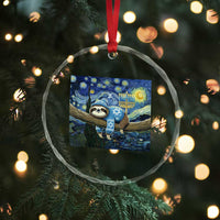 Funny Hanukkah Sloth Crystal Glass Ornament Van Gogh Starry Night Jewish Gift - Wonder Print Shop