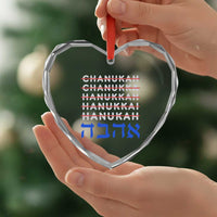 Funny Hanukkah Spelling Heart Crystal Glass Ornament Jewish Chanukah Humor Hebrew Gifts - Wonder Print Shop