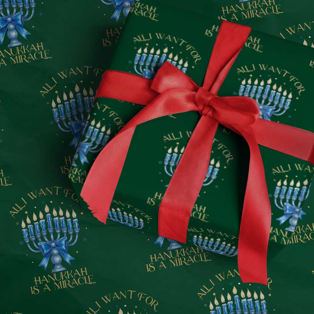 Funny Hanukkah Wrapping Paper Roll All I Want For Chanukkah Is A Miracle - Wonder Print Shop