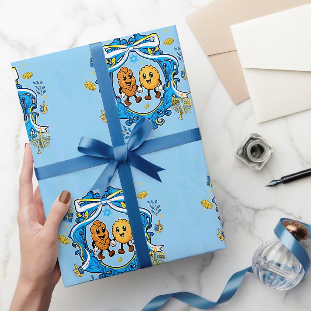 Funny Hanukkah Wrapping Paper Roll Challah And Latke Cute Food Lover Gift - Wonder Print Shop