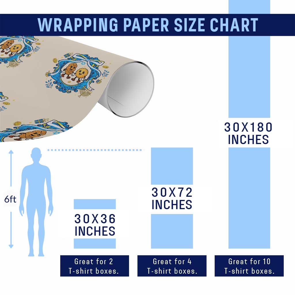 Funny Hanukkah Wrapping Paper Roll Challah And Latke Cute Food Lover Gift - Wonder Print Shop