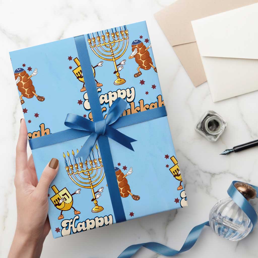 Funny Hanukkah Wrapping Paper Roll Dab Dreidel Menorah Challah Gift - Wonder Print Shop